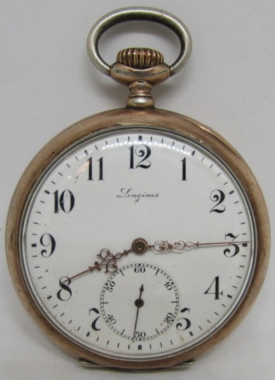 LONGINES POCKET WATCH GOLD & 800 STERLING SILVER