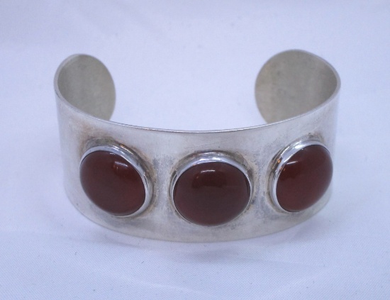 3PC CHERRY AMBER CUFF BRACELET STERLING SILVER