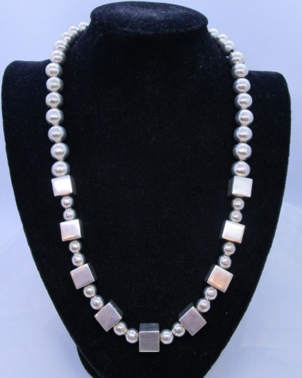 12MM BEAD 24" NECKLACE STERLING SILVER 118 GRAMS