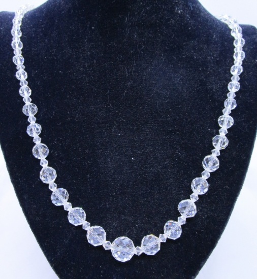 30" FACETED CRYSTAL BEADS NECKLACE AURORA BOREALIS