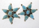 ZUNI PETIT POINT TURQUOISE EARRING STERLING SILVER