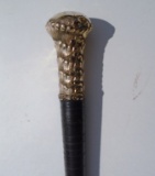 GOLD TOP PRESENTATION CANE STACKED LEATHER 1888