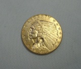 1912 GOLD INDIAN 2 1/2 DOLLAR COIN AU