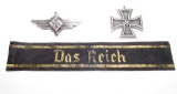 GERMAN WWII FLYERS PIN, CROSS DAS REICH RIBBON