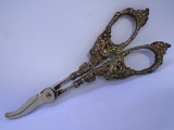 ANTIQUE HEAVY ORNATE STERLING SILVER GRAPE SHEARS