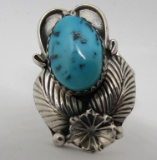 GENE NATAAN TURQUOISE RING STERLING SILVER NAVAJO