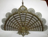 PIERCED FIREPLACE PEACOCK FAN FOLDING SCREEN