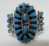ZUNI PETIT POINT TURQUOISE RING STERLING SILVER