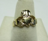 CLADDAGH RING 14K YELLOW GOLD SIZE 7 1/2