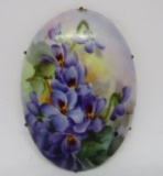 ANTIQUE LIMOGES STYLE HAND PAINTED VIOLET PIN