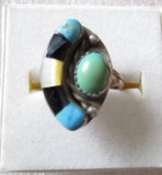 OLD PAWN TURQUOISE RING STERLING SILVER COBBLESTON