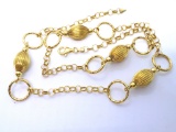 GOLD ON STERLING SILVER BEAD LINK CHAIN NECKLACE