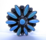 PETIT POINT TURQUOISE RING STERLING SILVER