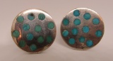 TURQUOISE INLAY CUFFLINKS STERLING OR COIN SILVER