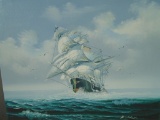 H MAX OIL PAINTING ON CANVAS CLIPPER SHIP MARITIME