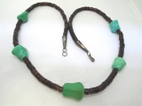 HEISHI BEAD TURQUOISE NECKLACE STERLING SILVER
