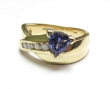 1CT TANZANITE DIAMOND RING 14K GOLD SIZE 7