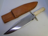 JAMES JIMMY B LILE KNIFE HAND MADE FOSSIL LEATHER
