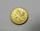 1887 S MINT GOLD 5 DOLLAR LIBERTY US COIN