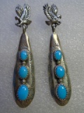 RB TURQUOISE EAGLE EARRINGS STERLING SILVER