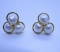 EARRINGS 14KT YELLOW GOLD THREE PEARL POST