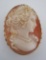 CAMEO 14K GOLD PIN & PENDANT BROOCH CARVED SHELL