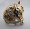 DIAMOND RING 14K GOLD HORSE HEAD 17.4 GRAMS