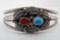 TURQUOISE CORAL CUFF BRACELET STERLING SILVER