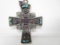 TURQUOISE AMETHYST STERLING SILVER CROSS PENDANT