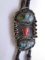 TURQUOISE CORAL BOLO TIE STERLING SILVER NECKLACE