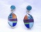 YAZZIE TURQUOISE INLAY EARRINGS STERLING SILVER