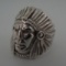 INDIAN CHIEF RING STERLING SILVER SIZE 13 1/2