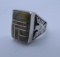 AJM INLAY THUNDERBIRD RING STERLING SILVER