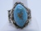 SIGNED ZUNI TURQUOISE RING STERLING SILVER