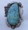 SIGNED SG NAVAJO TURQUOISE STERLING CUFF BRACELET