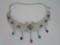 20C RUBY EMERALD SAPPHIRE NECKLACE STERLING SILVER