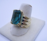 14KT GOLD RING GREEN BRAZILIAN QUARTZ SIZE 8