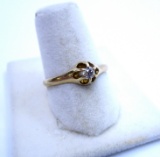 14K GOLD DIAMOND RING SOLITAIRE ANTIQUE