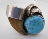 SADIE BEAR CLAW TURQUOISE RING STERLING SILVER