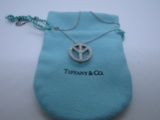 TIFFANY & CO PLATINUM 1.5 DIAMOND PEACE SIGN CHAIN