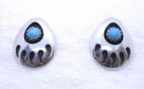 BEAR CLAW TURQUOISE EARRINGS STERLING SILVER
