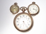 3 ANTIQUE OPEN FACE POCKETWATCHES WALTHAM