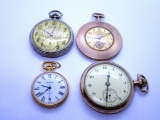 4 OPEN FACE POCKETWATCHES ANTIQUE & MODERN