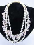 FABULOUS 14K GOLD 3 STRAND PEARL NECKLACE