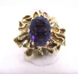 4.62CT AMETHYST RING 18K GOLD FLORAL 18.5GRAMS