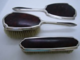 3PC BRUSH MIRROR SET STERLING SILVER TORTOISESHELL