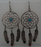 DREAM CATCHER TURQUOISE EARRINGS STERLING SILVER