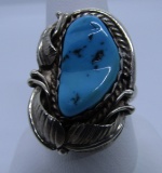 FABULOUS SIGNED TURQUOISE RING STERING SILVER