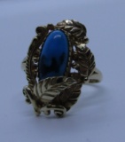 TURQUOISE RING 14K YELLOW GOLD NATIVE AMERICAN