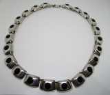 ONYX INLAY NECKLACE STERLING SILVER MEXICO TE-26